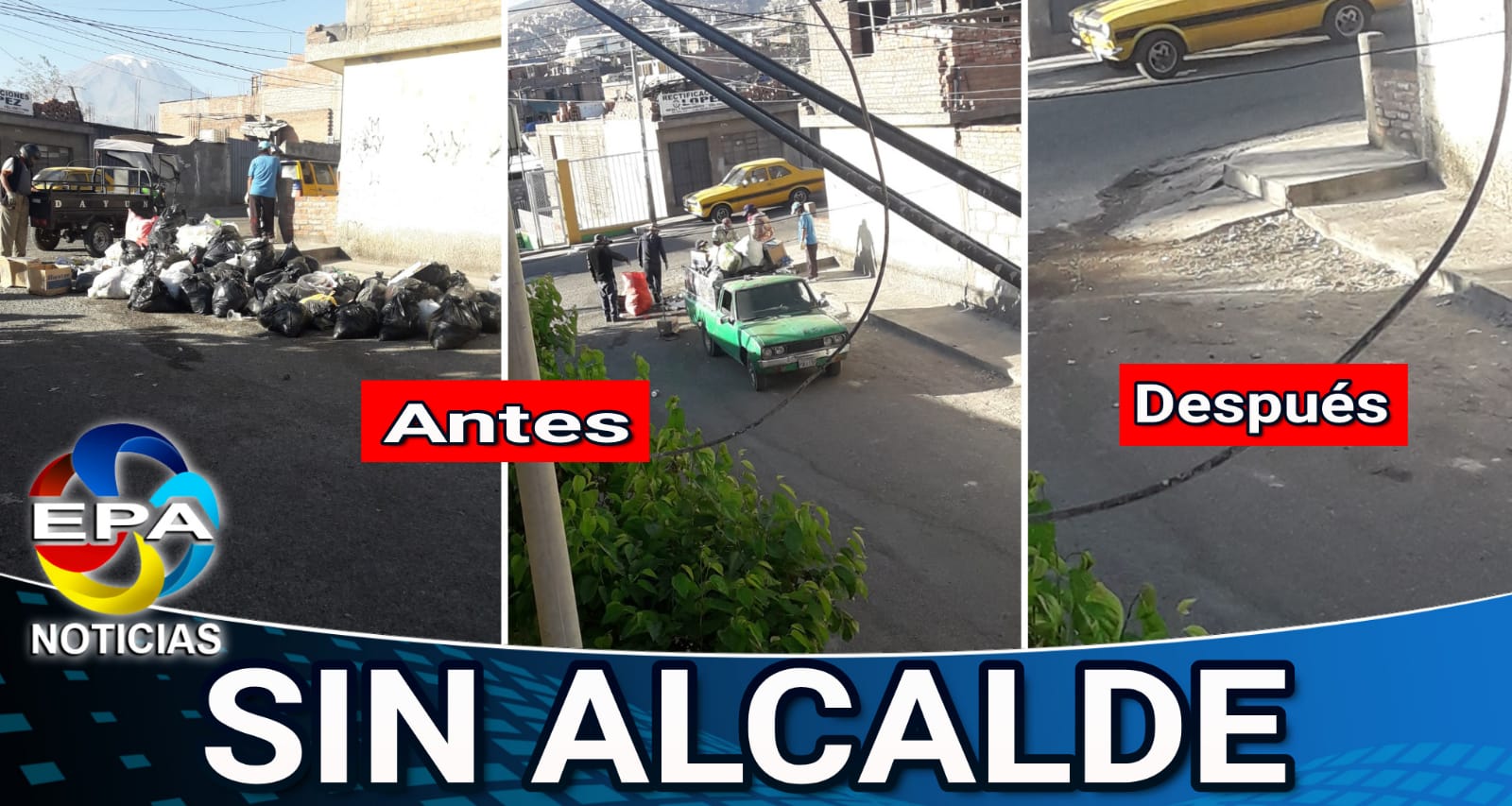 Arequipa Vecinos contrataron camioneta para que se lleve la basura.}